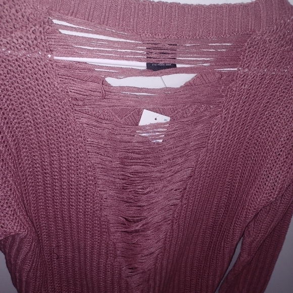 Mauve Trendy Distressed Sweater - W Sz Medium - Picture 6 of 8
